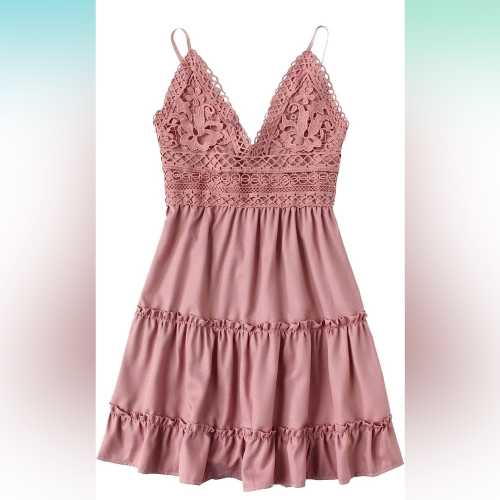 pink lace, ruffle dress